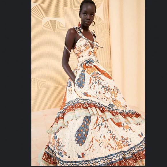 Ulla Johnson Meera Crisscross-Strap Tiered-Ruffle Maxi Dress Egret - Picture 3 of 4